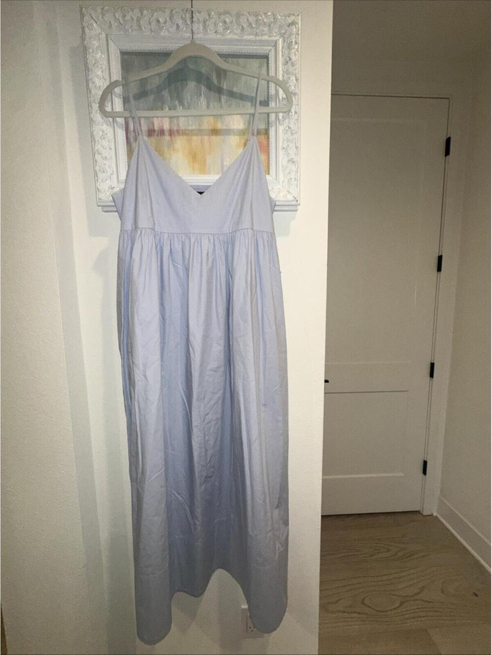 Jenni Kayne Cove Lined Dress Cotton French Blue Size M Adjustable Straps Pockets
